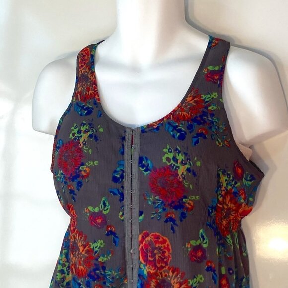 Decree SZL Gray floral corset top Boho English Countryside Dark Romance Whimsigo - Picture 2 of 7